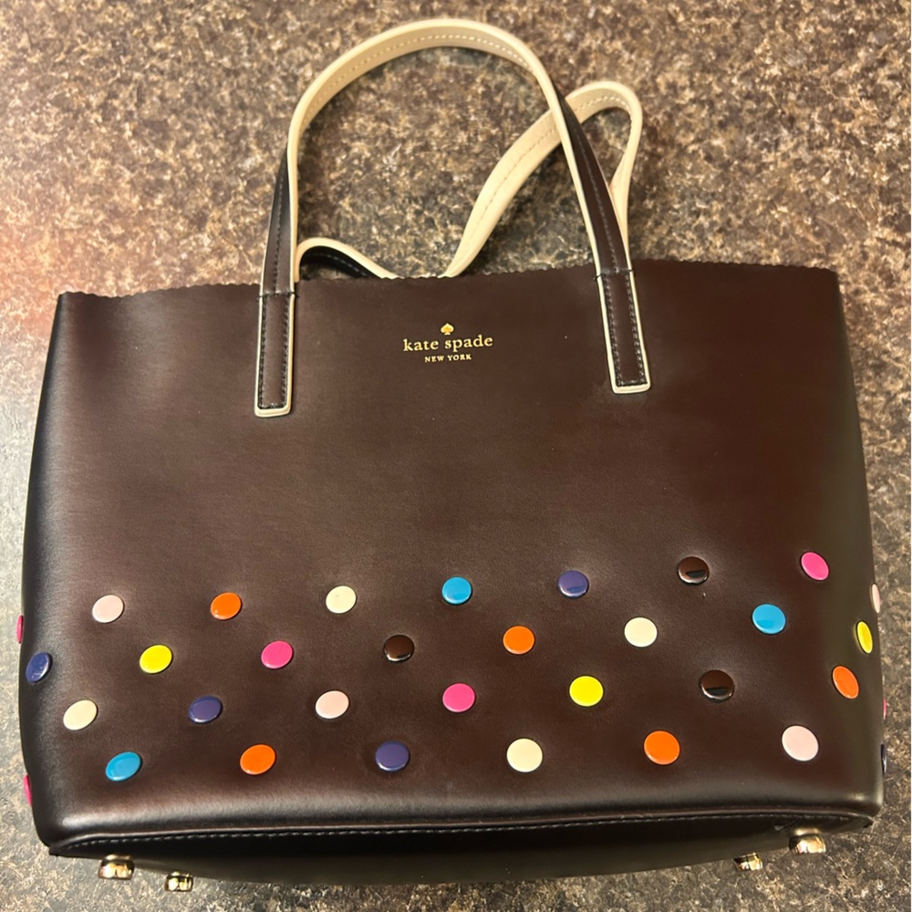 Kate Spade Black Tote with Multicolor Dots